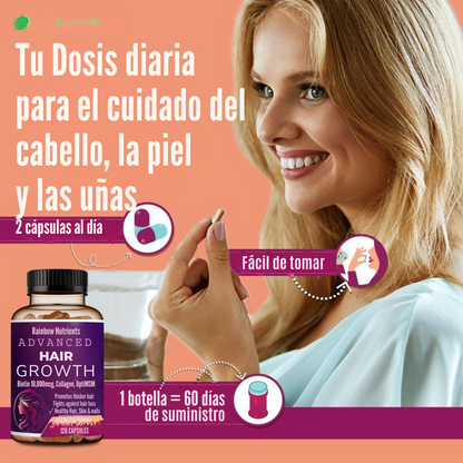 Vitaminas para el crecimiento del cabello | Biotina, colágeno, patentado 60 Capsulas