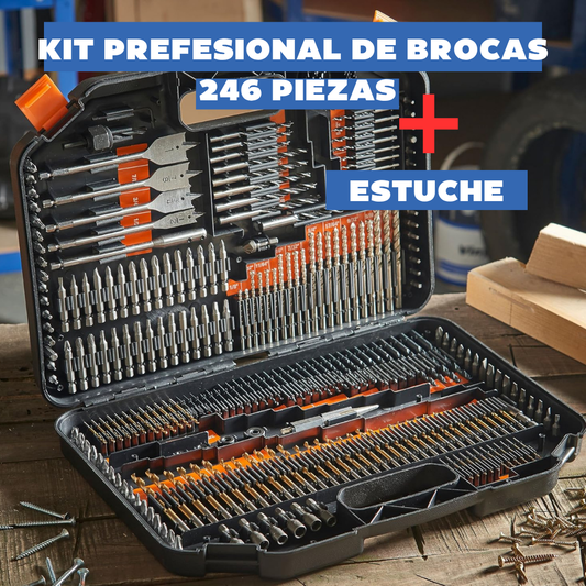 Kit Profesional de 246 Brocas Reforzadas + Estuche Potencia, Precisión y Versatilidad