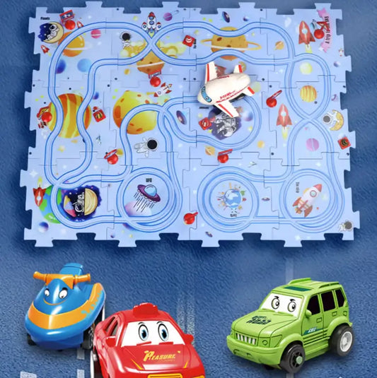 PuzzleFast® Pista de carros para niños (25 bloques)