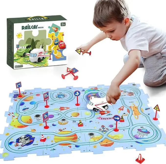 PuzzleFast® Pista de carros para niños (25 bloques)