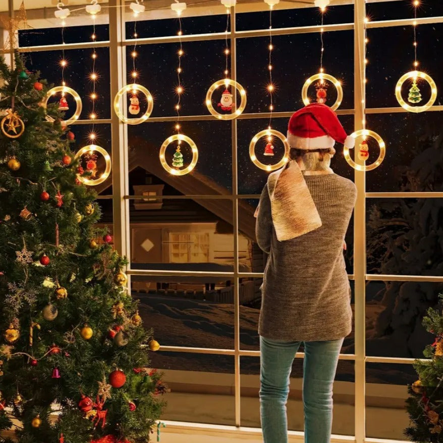 Cortina de Luces LED de Santa Claus - Cortina Intercalada 3M