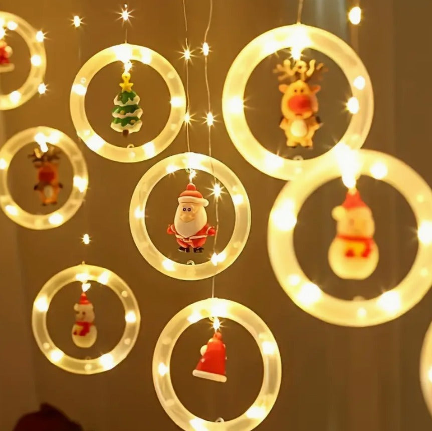 Cortina de Luces LED de Santa Claus - Cortina Intercalada 3M