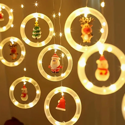 Cortina de Luces LED de Santa Claus - Cortina Intercalada 3M