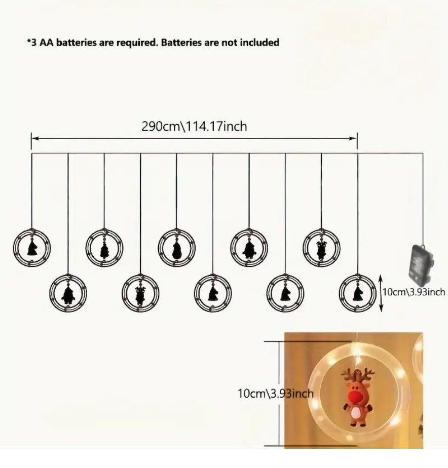 Cortina de Luces LED de Santa Claus - Cortina Intercalada 3M
