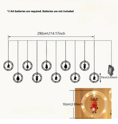 Cortina de Luces LED de Santa Claus - Cortina Intercalada 3M