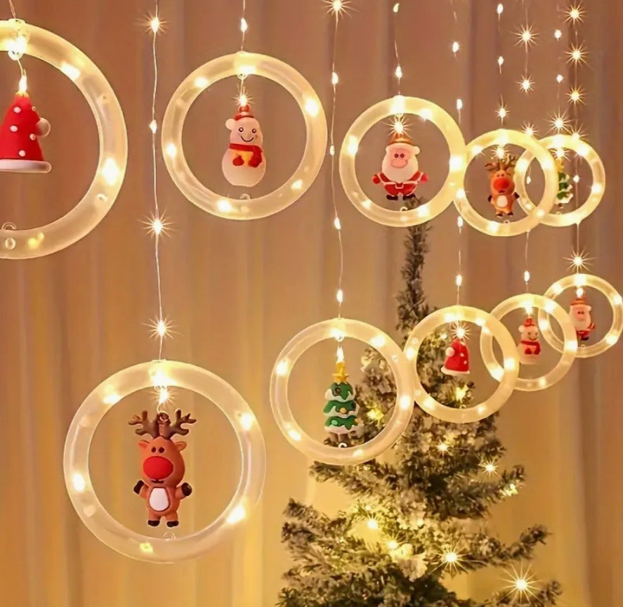 Cortina de Luces LED de Santa Claus - Cortina Intercalada 3M
