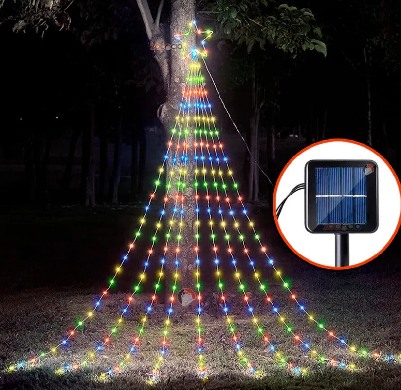Cadena de luces solares en cascada de estrellas - Ahorra energía al máximo
