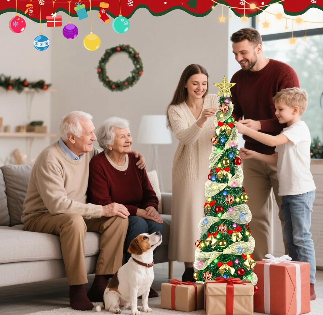 Árbol de Navidad Desplegable 1.5M + Extension de 200 bombillos