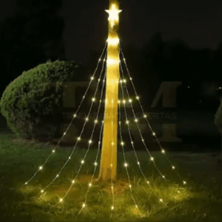 Cadena de luces solares en cascada de estrellas - Ahorra energía al máximo