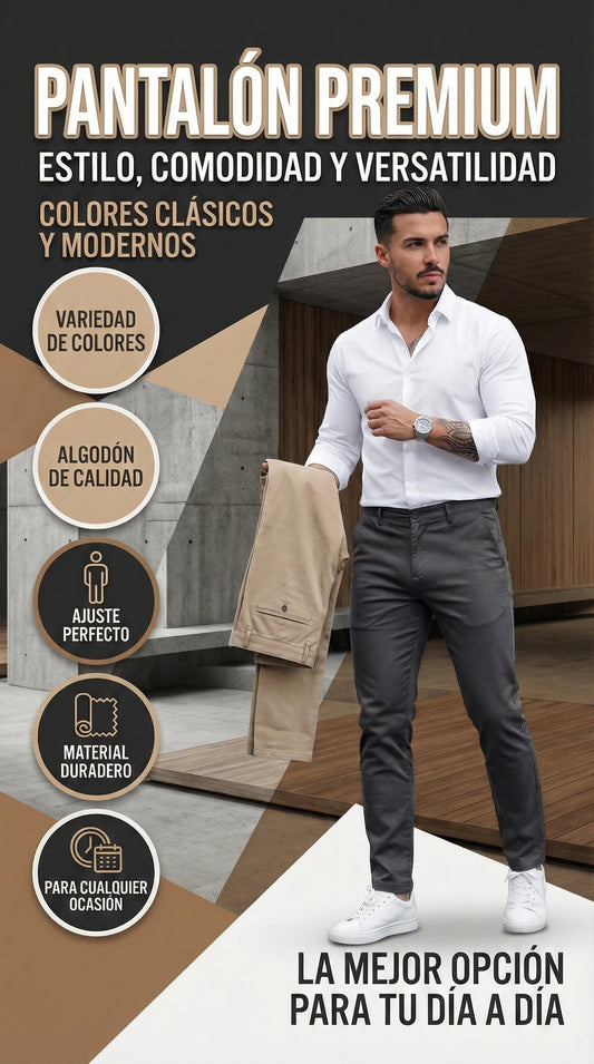 Pantalón Clásico Flexible Para Hombre®️