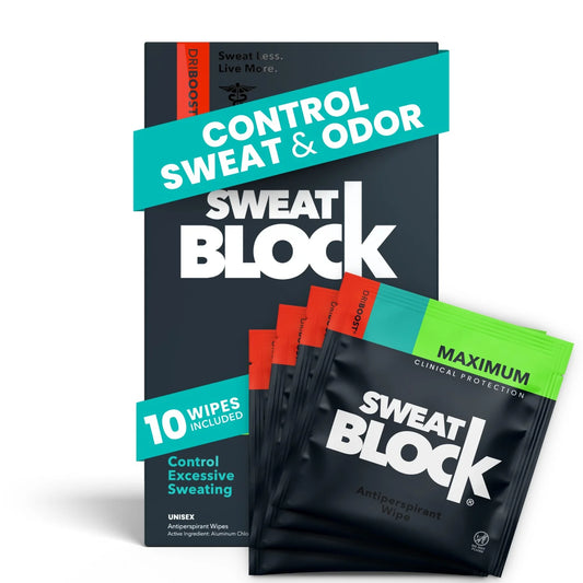 SweatBlock Max Clinical - Toallitas antitranspirantes para sudoración excesiva e hiperhidrosis